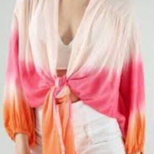 Young Fabulous & Broke Carmen Tie Dye Pink & Orange Top Size Small